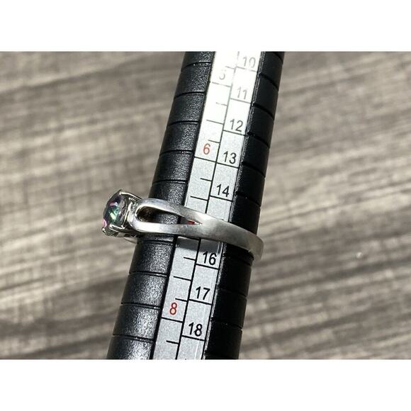 Vintage 925 Sterling Silver Mystic Topaz Ring Size 7 Designer Signed JH - Picture 9 of 9